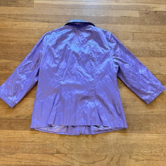 Laura Ashley purple shiny 3/4 sleeve zipper jacket size large L
 b7 - Picture 5 of 5